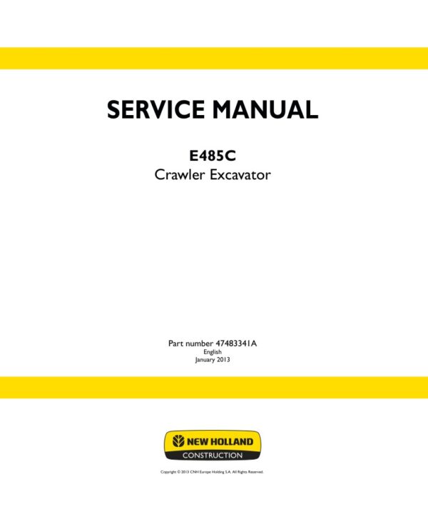 Service manual New Holland E485C Crawler Excavator | 47483341A