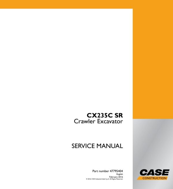 Service manual Case CX235C SR Crawler Excavator