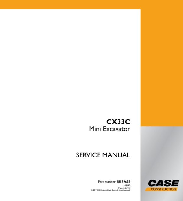 Service manual Case CX33C Mini Excavator