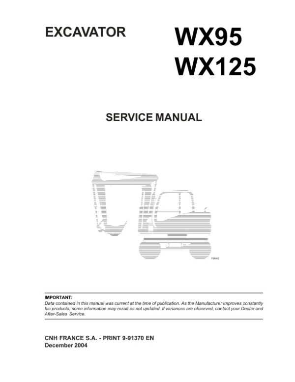 Service manual Case WX95, WX125 Excavator