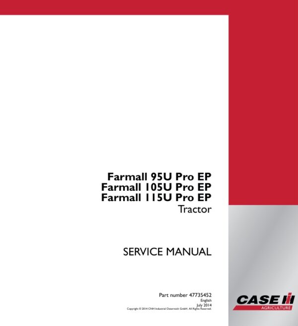 Service manual Case Farmall 95U, 105U, 115U Pro EP Tractor | 2014