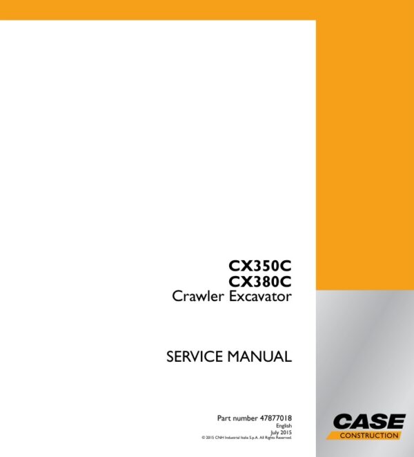 Service manual Case CX350C, CX380C Crawler Excavator