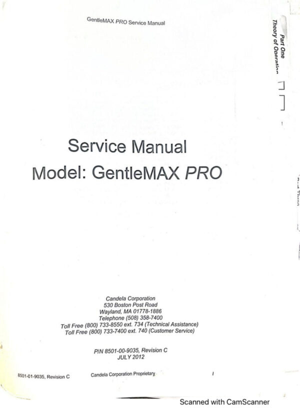 Service manual Candela GentleMax Pro