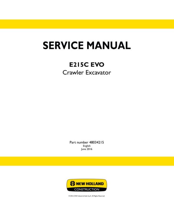 Service manual New Holland E215C EVO Crawler Excavator | 48034215