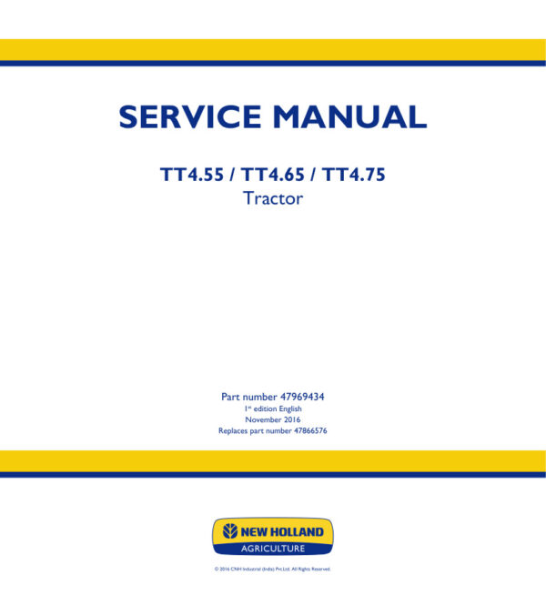 Service manual New Holland TT4.55, TT4.65, TT4.75 Tractor | 47969434