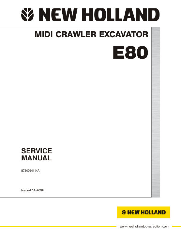 Service manual New Holland E80 Excavator | 87360644