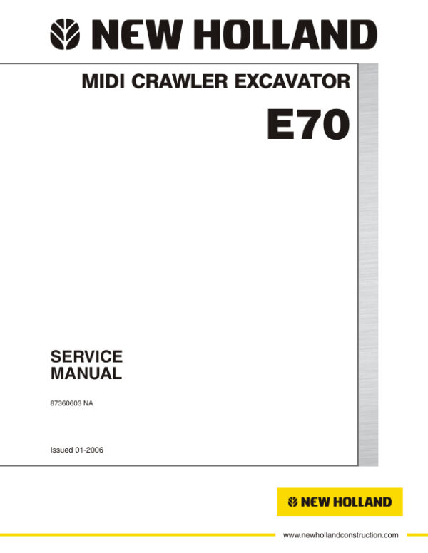 Service manual New Holland E70 Midi Crawler Excavator | 87360603