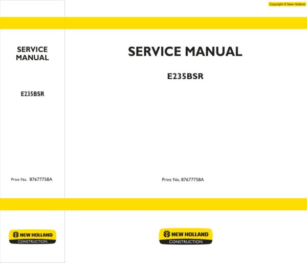 Service manual New Holland E235BSR Excavator | 87677758A