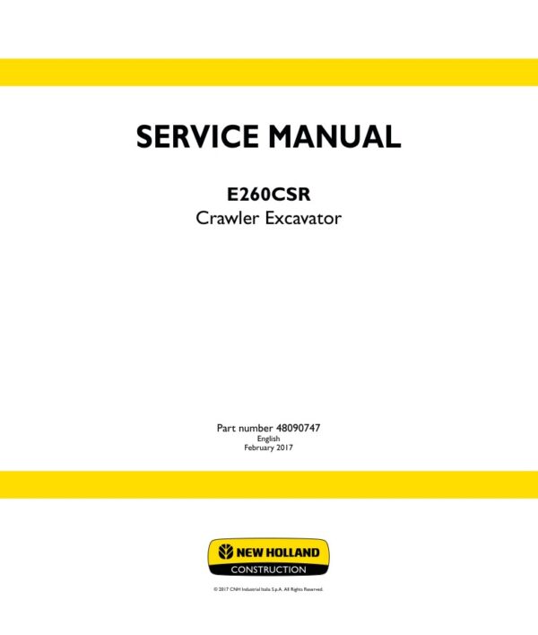 Service manual New Holland E260CSR Crawler Excavator | 48090747