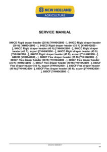 Service manual New Holland 840CD, 880CF Draper Header | 48144012