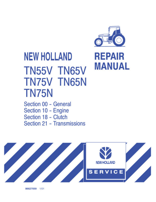 Service manual New Holland TN55V, TN65V, TN75V, TN65N, TN75N | 86627059