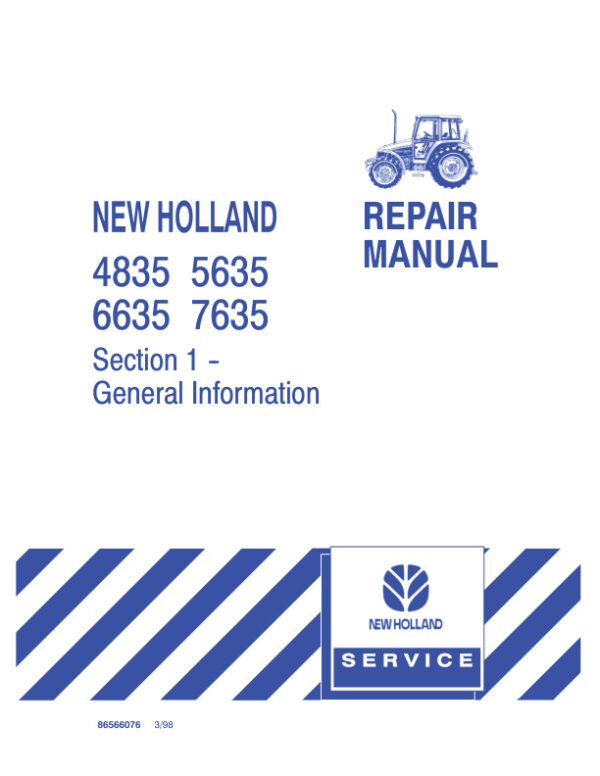 Service manual New Holland 4835, 5635, 6635, 7635 Tractor