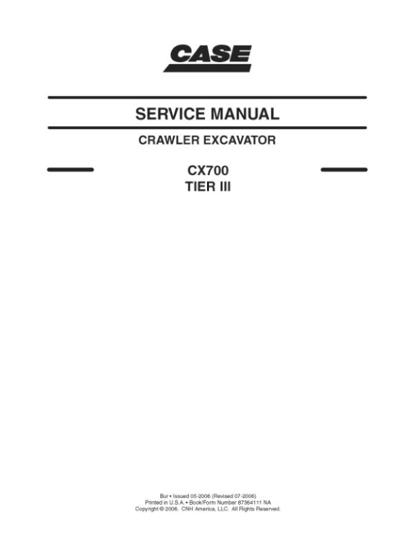 Service manual Case CX700 (Tier 3) | 87364111