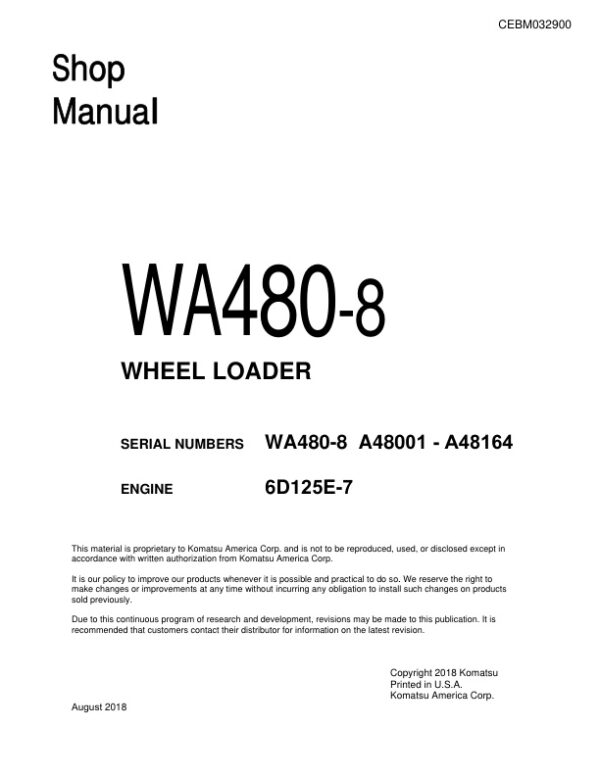 Service manual Komatsu WA480-8 (USA) | CEBM032900