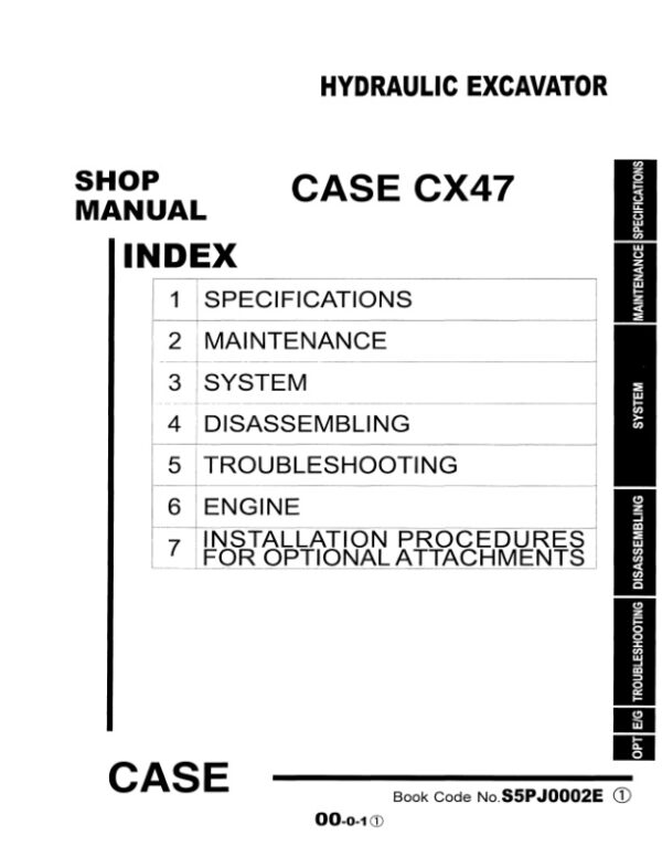 Service manual Case CX47 Hydraulic Excavator | S5PJ0002E