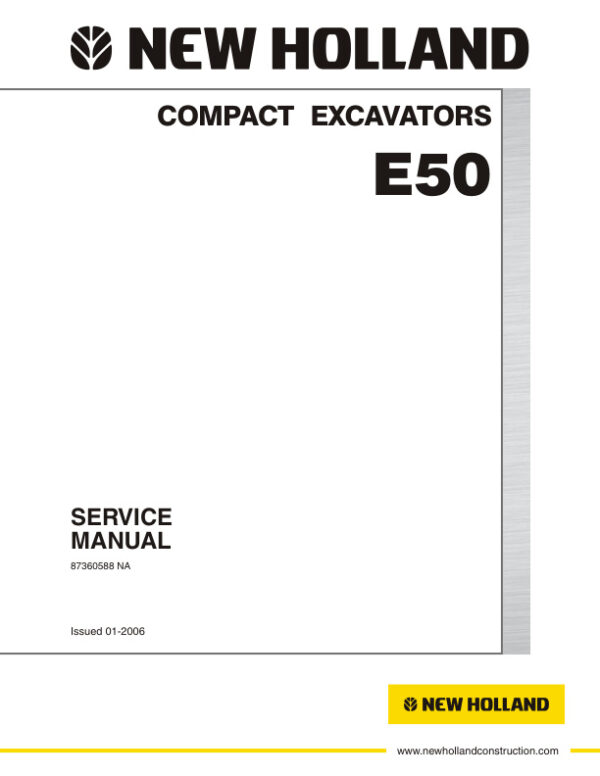 Service manual New Holland E50 Compact Excavator | 87360588