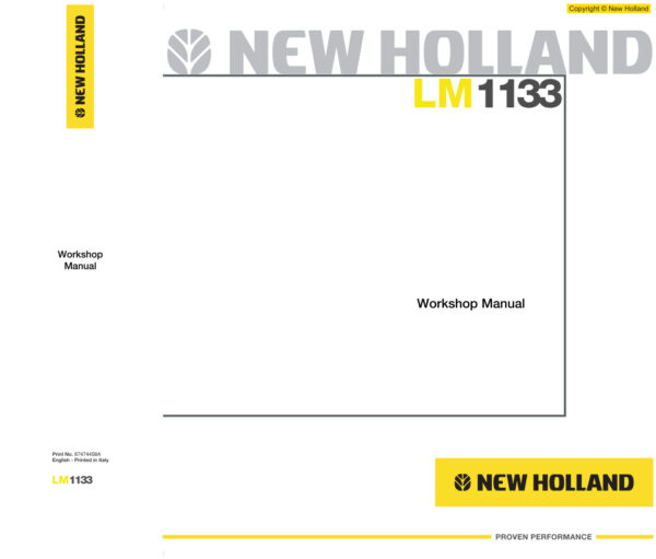 Service manual New Holland LM1133 Telehandlers | 87474458A