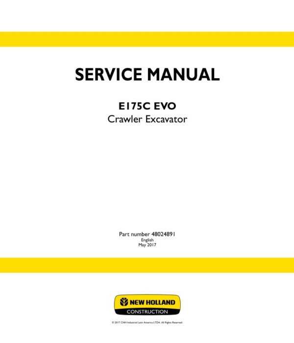 Service manual New Holland E175C EVO Crawler Excavator | 48024891