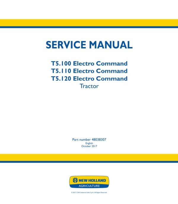 Service manual New Holland T5.100, T5.110, T5.120 Electro Command | 48038307