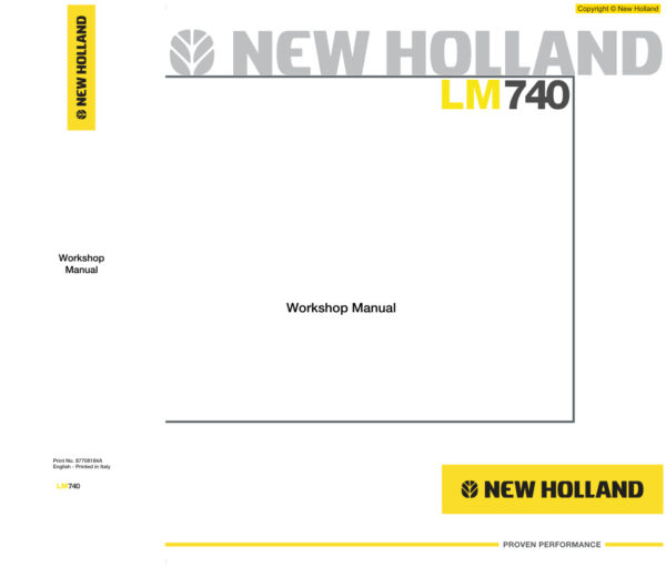 Service manual New Holland LM740 Telehandlers | 87708184A