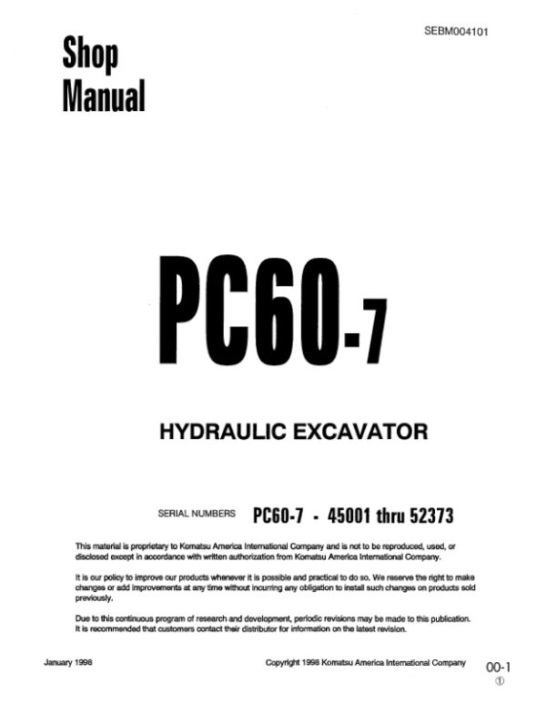 Service manual Komatsu PC60-7 | SEBM004101