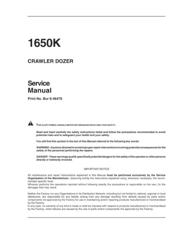 Service manual Case 1650K Crawler Dozer | 6-46470