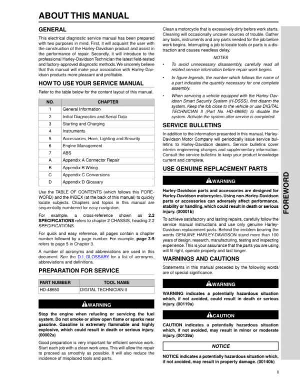 Electrical Diagnostic Manual 2013 Harley-Davidson Softail Models