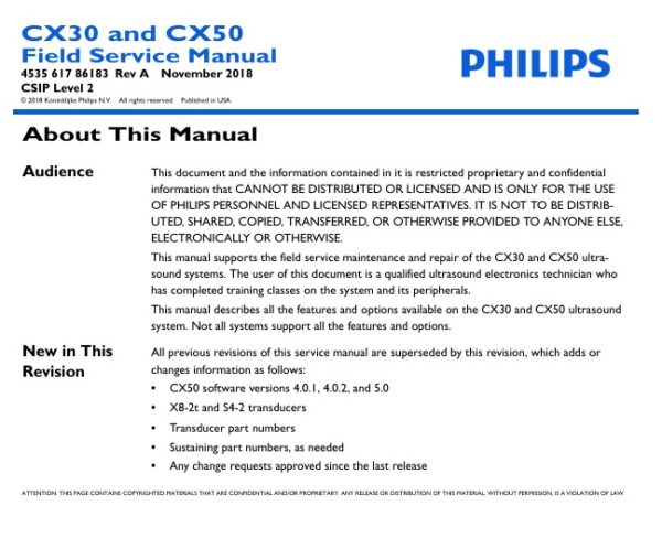 Service manual Philips CX30 and CX50 | 4535 617 86183