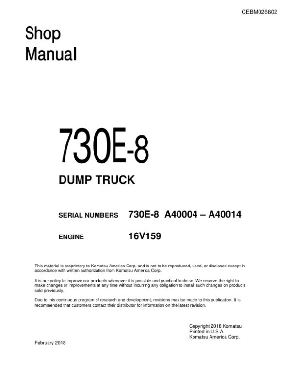 Service manual Komatsu 730E-8 A40004-A40014 | CEBM026602