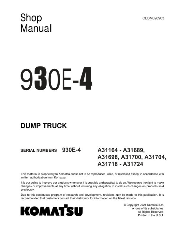 Service manual Komatsu 930E-4 | CEBM026903