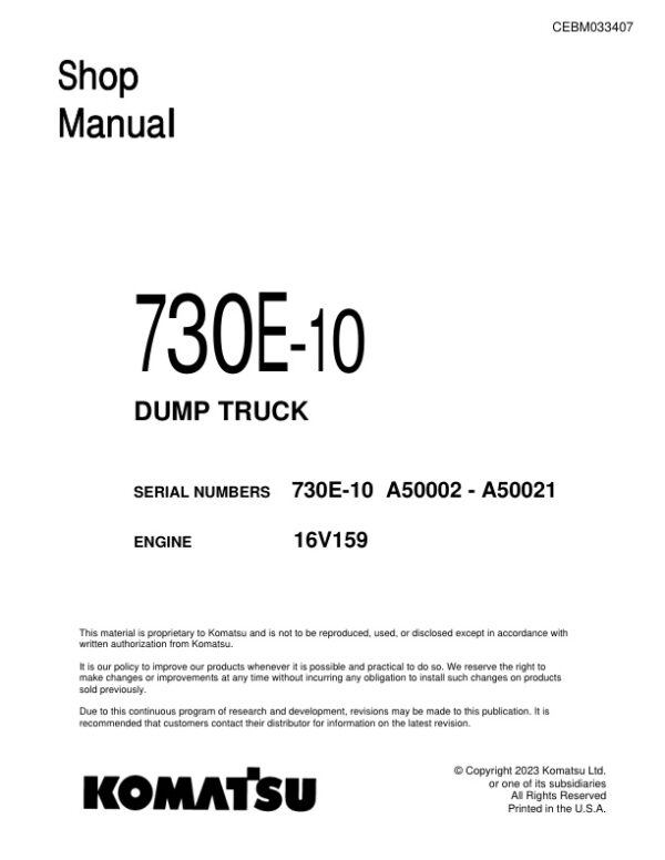 Service manual Komatsu 730E-10 A50002-A50021 | CEBM033407