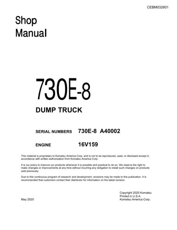 Service manual Komatsu 730E-8 A40002 | CEBM032601