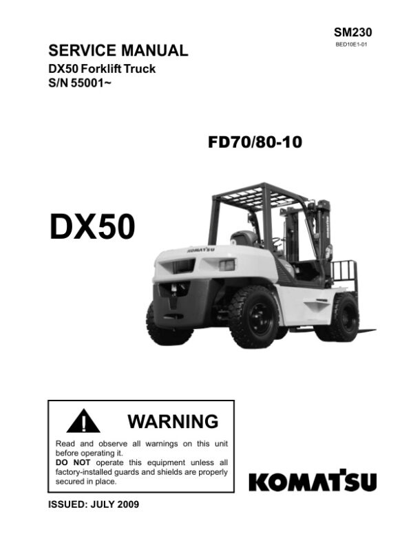 Service manual Komatsu DX50 55001 & Up | SM230