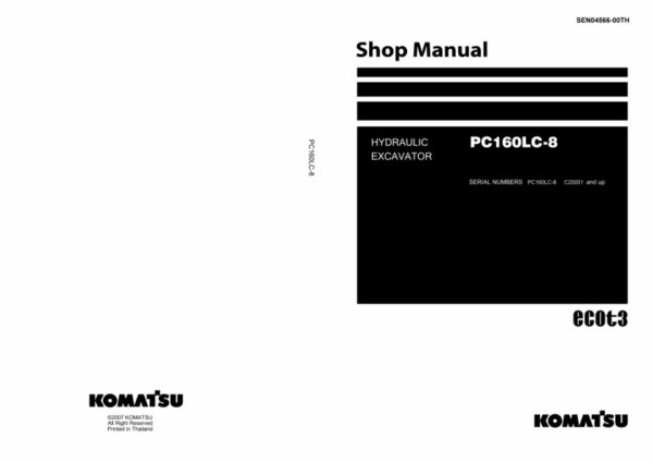 Service manual Komatsu PC160LC-8 C20001 & Up | SEN04566-00TH