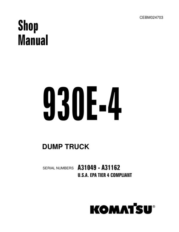 Service manual Komatsu 930E-4 A31049-A31162 | CEBM024703