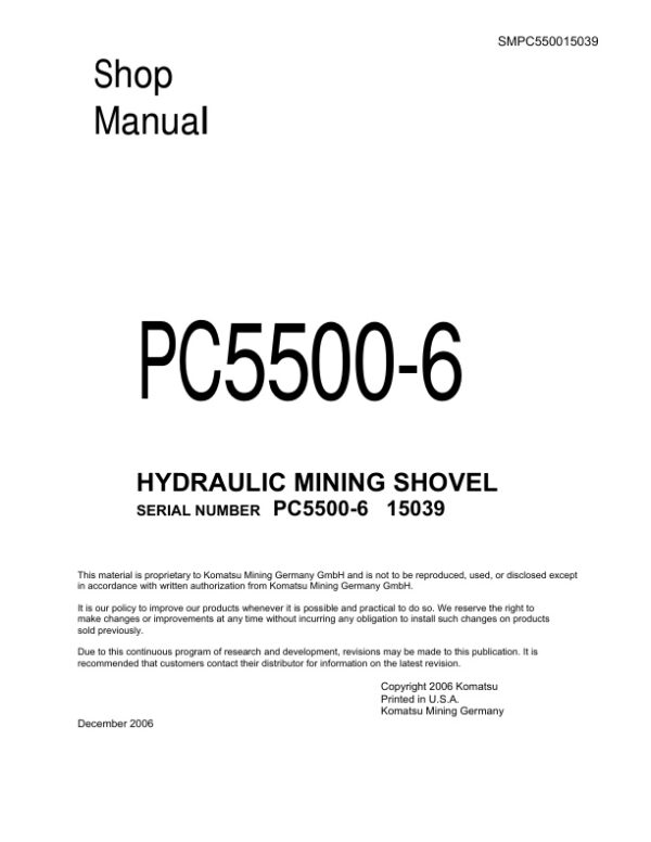 Service manual Komatsu PC5500-6 15039 | SMPC550015039