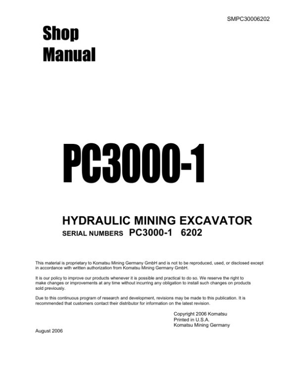 Service manual Komatsu PC3000-1 6202 | SMPC30006202