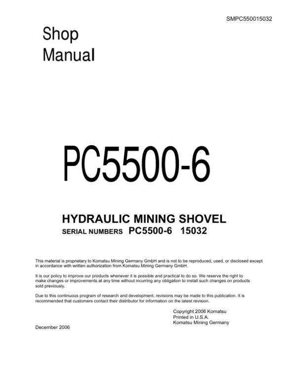 Service manual Komatsu PC5500-6 15032 | SMPC550015032