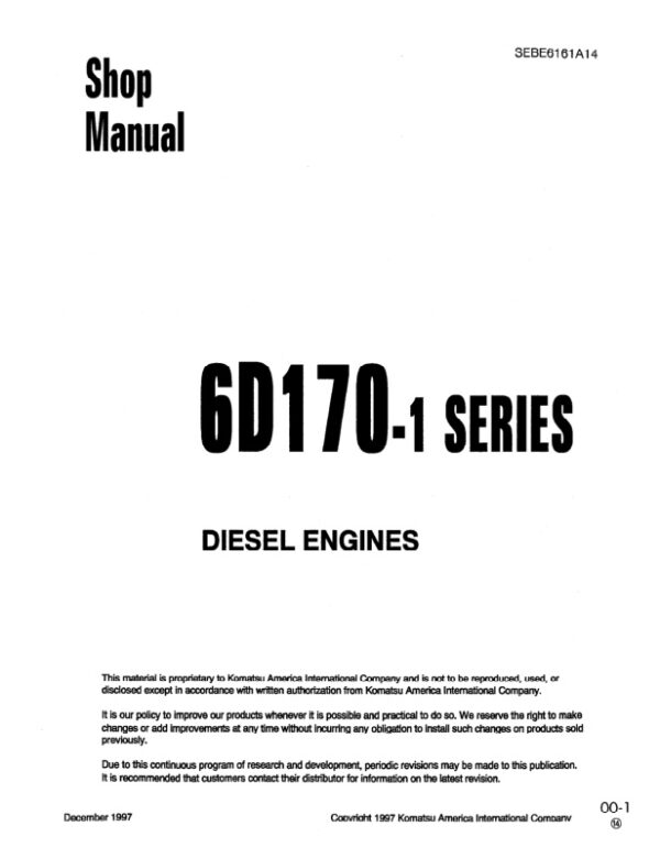 Service manual Komatsu 6D170-2 Series | SEBE6161A14