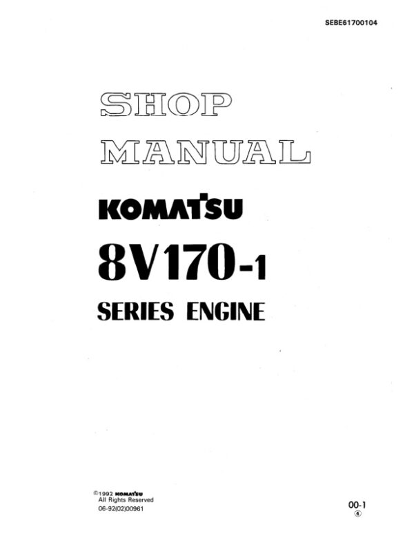 Service manual Komatsu SA8V170-1, 8V170-1 Series Engine | SEBE61700104