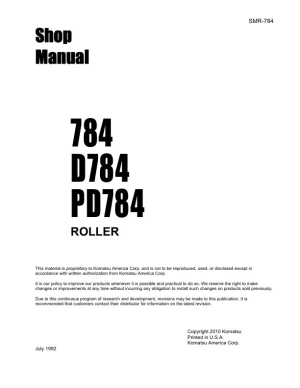 Service manual Komatsu 784, D784, PD784 | SMR-784