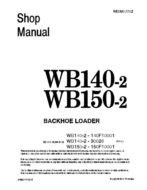 Service manual Komatsu WB140-2 ,WB150-2 | WEBM001102