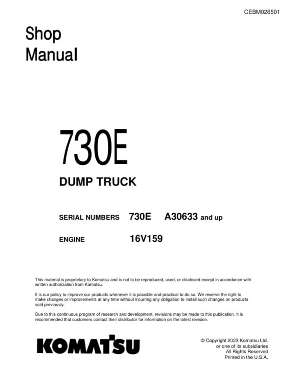 Service manual Komatsu 730E A30633 & Up | CEBM026501