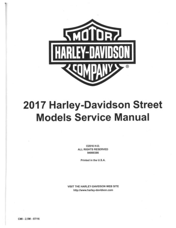 Service manual 2017 Harley-Davidson Street Models | 94000386