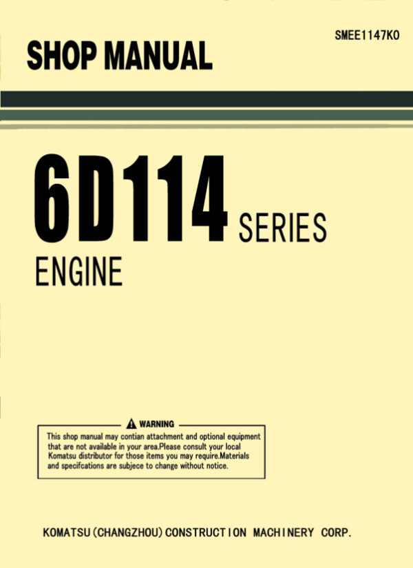 Service manual Komatsu SAA6D114E-2, 6D114 Series | SMEE1147K0