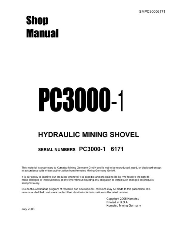 Service manual Komatsu PC3000-1 6171 | SMPC30006171