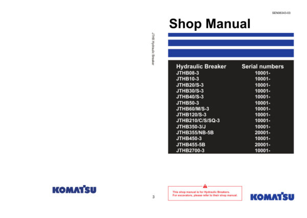 Service manual Komatsu Hydraulic Breaker | SEN06343-03