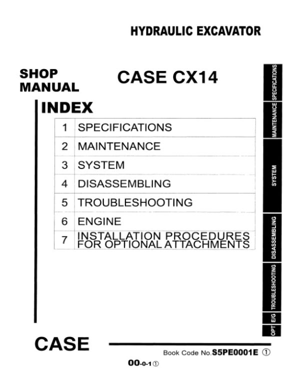 Service manual Case CX14 Hydraulic Excavator | S5PE0001E