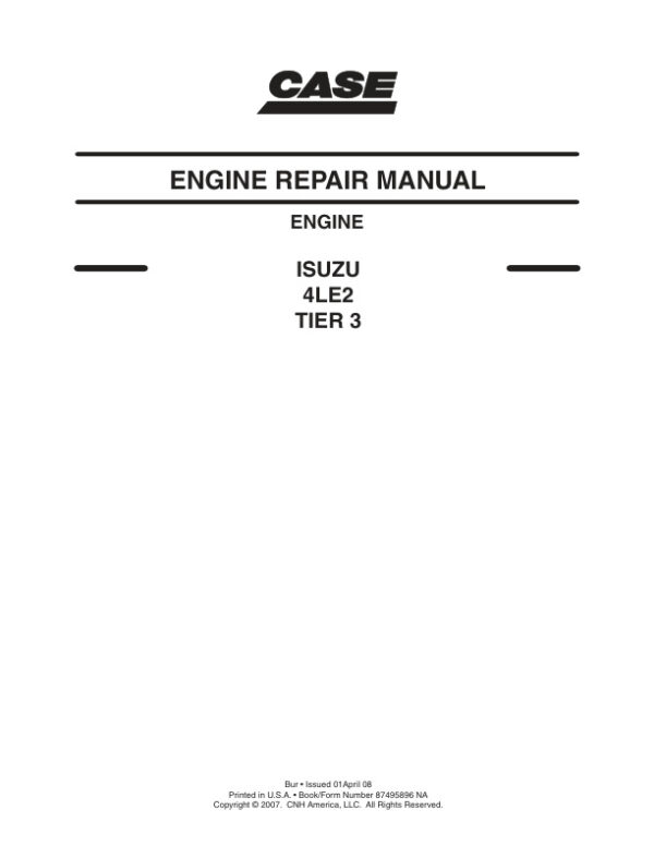 Service manual Case ISUZU 4LE2 TIER 3 | 87495896