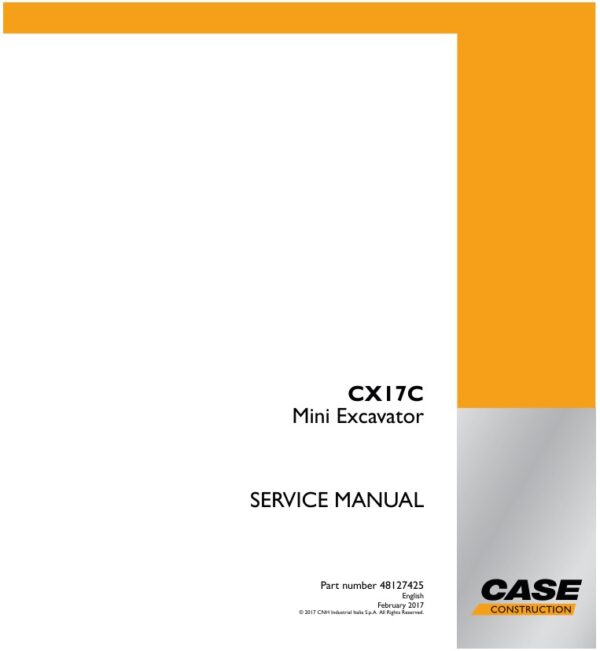 Service manual Case CX17C Mini Excavator | 48127425